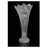 Large Swung Clear Glass Fluted Vase