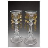 2pc Matched Glass Candlesticks