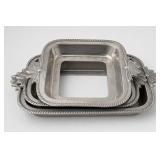 Ornate Silver-Tone Metal Serving Surrounds