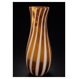 Amber White Striped Glass Vase