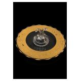 Vintage Gold Encrusted Glass Etched Tidbit Tray