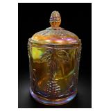 Indiana Harvest Grape Carnival Glass Canister