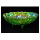 Indiana Glass Green Carnival Harvest Grape Bowl