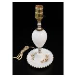 Painted Floral Milk Glass Table Lamp