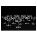 Etched Floral Champagne & Sherbet Glasses, 10pc