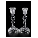 Pair Vintage Wara German Cut Crystal Candlesticks
