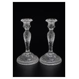 Vintage Tiara Sandwich Clear Glass Candlesticks 7