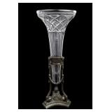 Geometric Cut Glass Vase With Stand