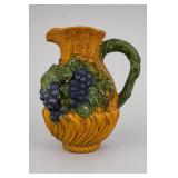 Large Majolica Ceramic Pitcher