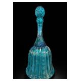 FENTON TEAL AQUA CARNIVAL GLASS FABERGE BELL