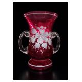 Ruby-Red Handled Glass Bud Vase