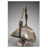 Pierced Metal Pedestal Handled Basket