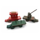 3-Piece Painted Wooden Toy Vehicle Set