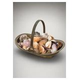 Decorative Brass Basket With Seashells