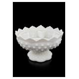 Fenton Hobnail Milk Glass Candleholder Bowl