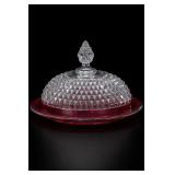 Indiana Glass Diamond Point Ruby Flash Butter