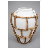 Ceramic Planter With Wicker Surround