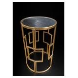 Pulaski Geometric Brass Accent Table, Glass Top