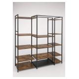 Qty 1 Industrial Wood & Metal 5-Tier Bookshelf
