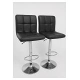Black Faux Leather Adjustable Bar Stools, Set of