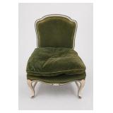 French Louis XV Style Velvet Armchair