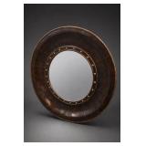 Round Wood Framed Mirror