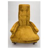 Vintage Mustard Velvet High-Back Lounge Chair
