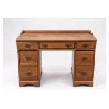 Vintage Wooden Double-Pedestal Kneehole Desk