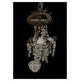 Antiqued French Bronze & Crystal Cage Chandelier