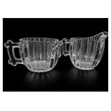 Jeannette National Ribbed Glass Creamer & Sugar