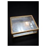 Brass & Glass Display Box With Manuscript