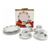 Alco Holiday Holly 12-Pc Porcelain Dinnerware Set