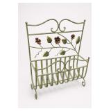Vintage Wrought Iron Floral Magazine Rack