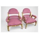 Pair of Louis XVI Style Giltwood Armchairs