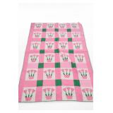 Pink & Green Vintage Tulip Applique Quilt