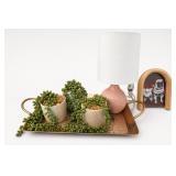 Textured Ceramic Table Lamp With White Shade