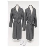 IKEA ROCKAN Gray Cotton Bathrobes, L/XL & M