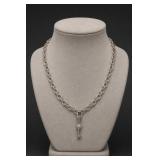 Judith Ripka Sterling Silver Key Necklace 52.7g