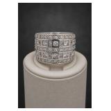 Sterling Silver Wide Multi-Row Ring Size 8