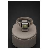 Sterling Silver Peridot Ring Size 7, FAS Mark