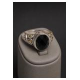 Sterling Silver 14K Gold Onyx Ring