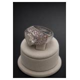 Sterling Silver Large Pink CZ Ring Size 8