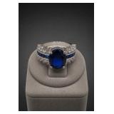 Costume Blue Center Stone Ring, Size 8