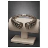 Sterling Silver/14K Gold Diamond Cuff 45.6g