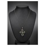 Alan K Sterling Silver Floral Cross Pendant