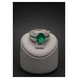 Costume Green Emerald Color Stone Ring Size 9