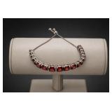 Sterling Silver Garnet Bolo Bracelet