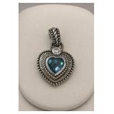 Judith Ripka Sterling Silver Topaz Heart Pendant