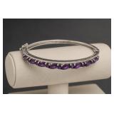 Sterling Silver Amethyst Bangle Bracelet 14.3g