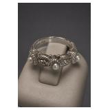 Judith Ripka Sterling Silver Pearl Ring Size 8
